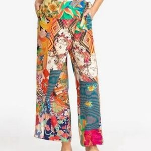 Johnny Was Red and Pink Wide Leg Jumpsuit